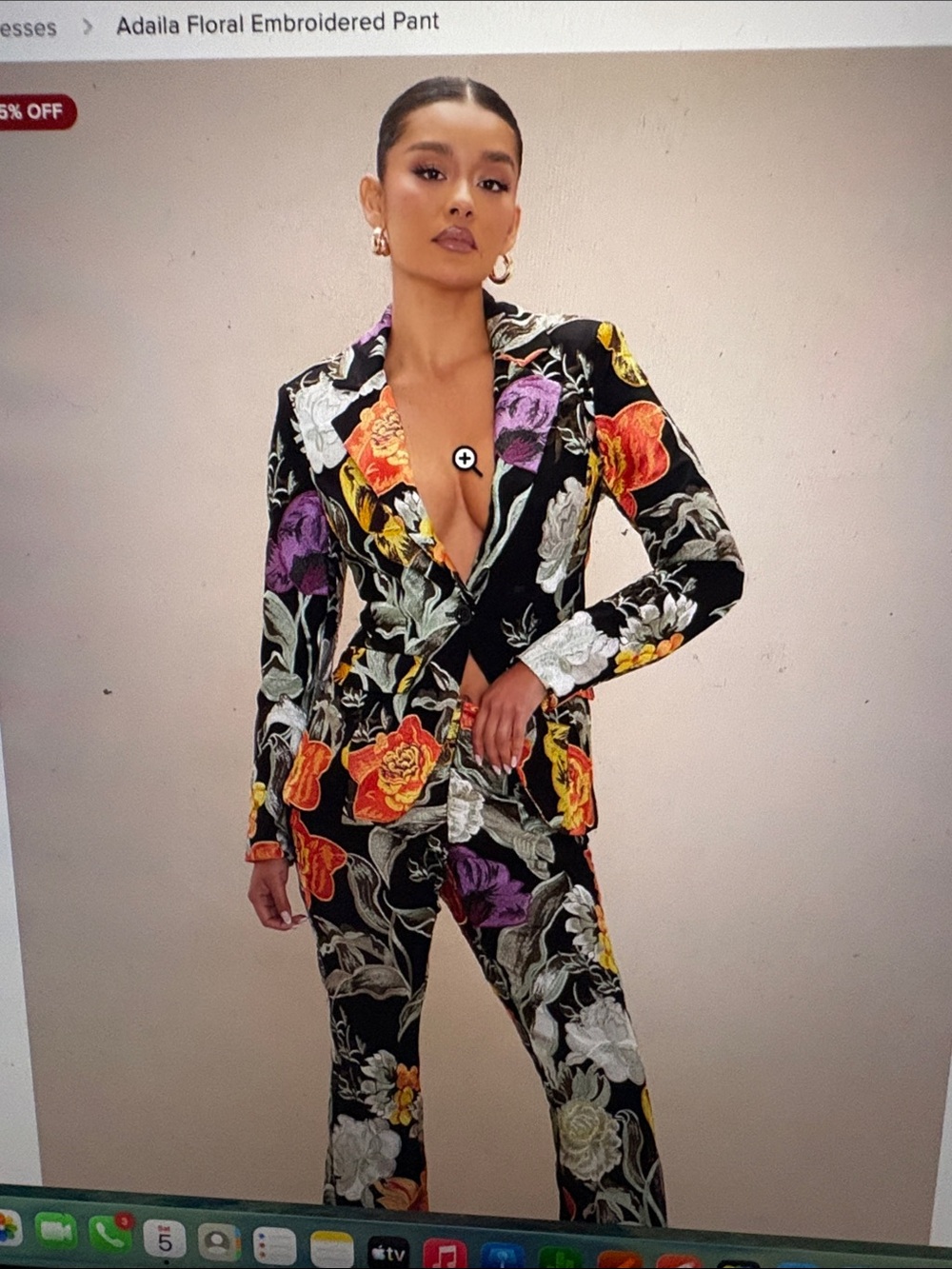 Floral embroidered pant suit